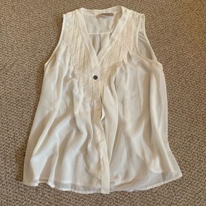 White tank top with neck detail